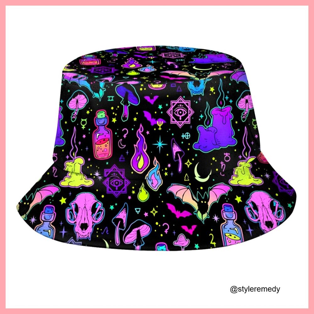 Polyester Bucket Hat Packable Sun Cap Adjustable … - image 1